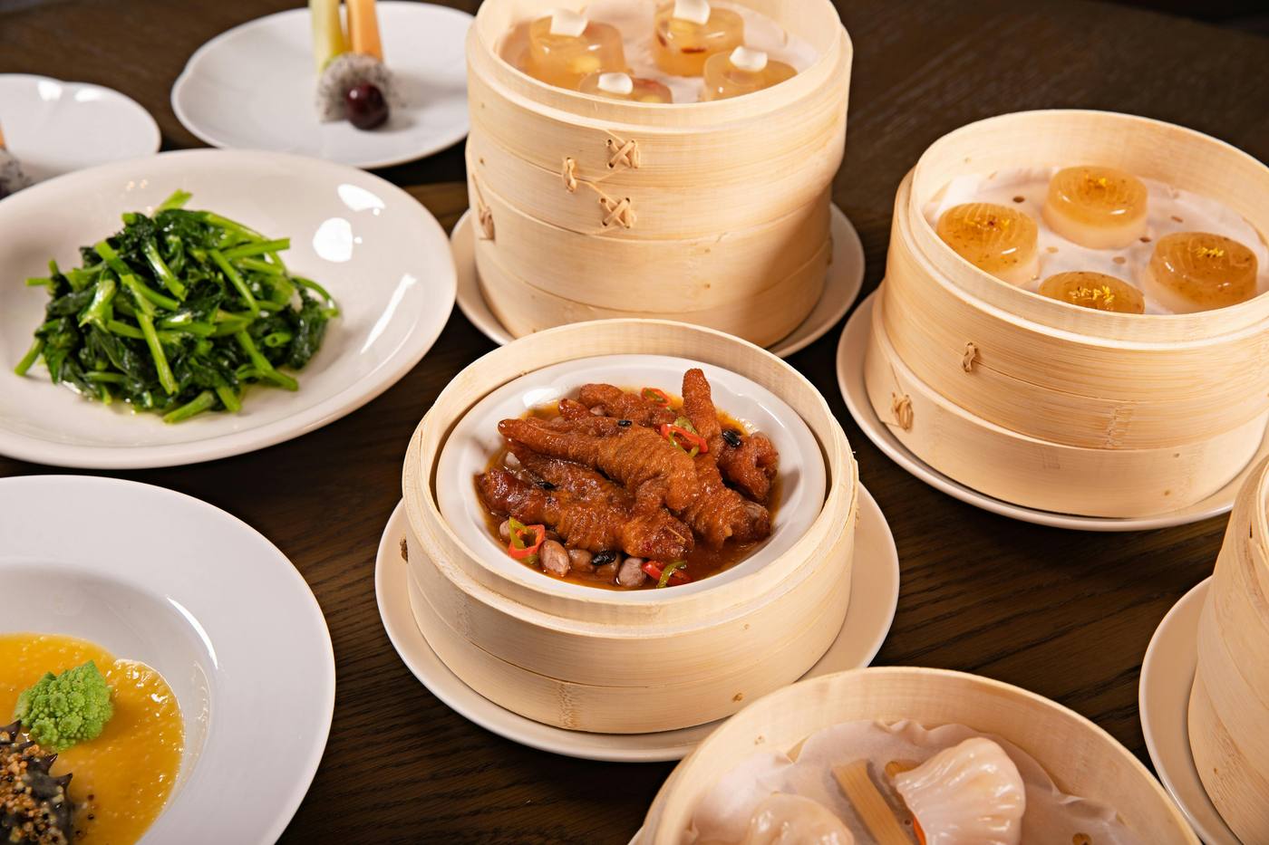 Dim sum baskets on the table